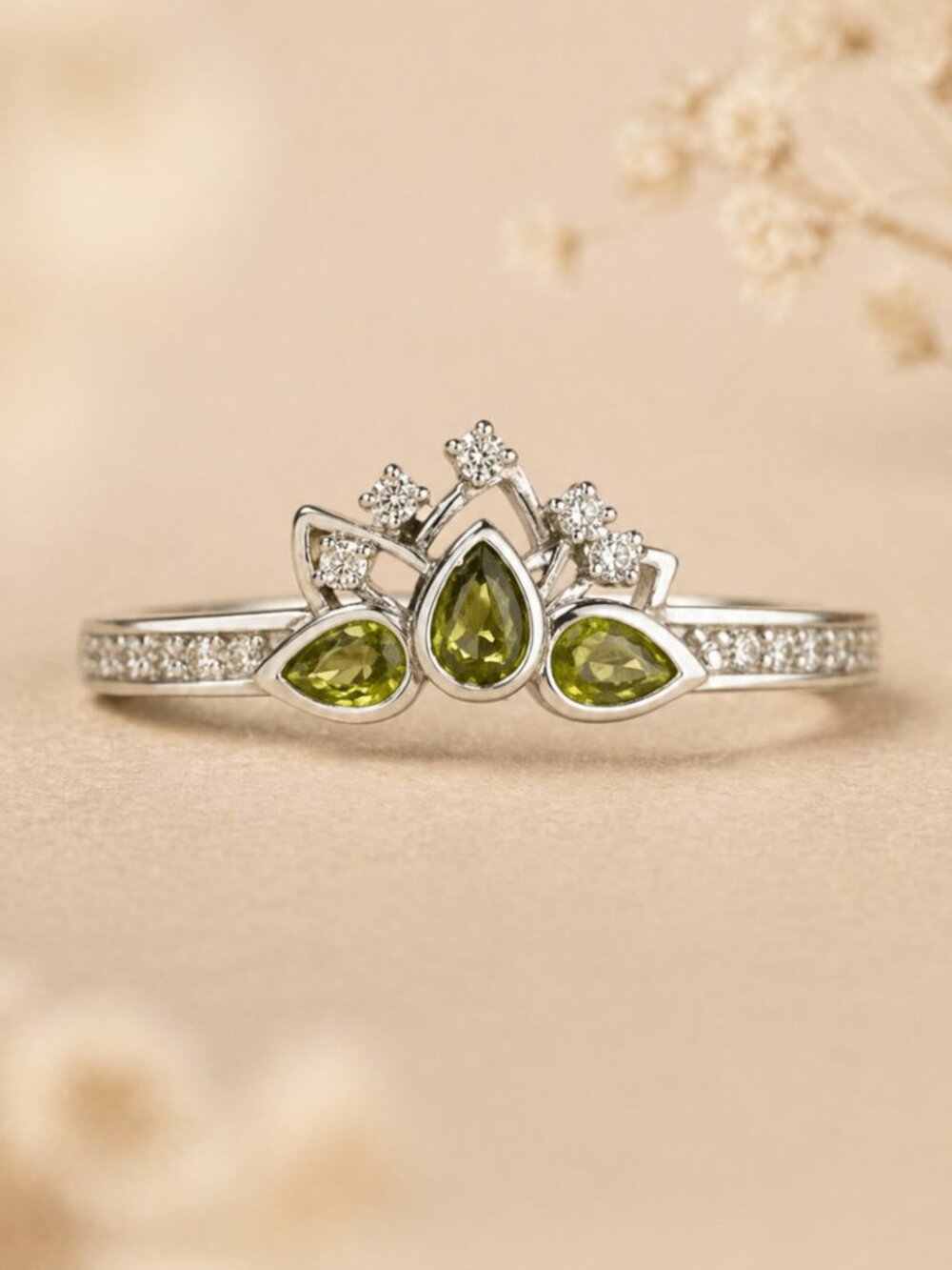 Disney x Pandora Tiana Tiara Ring Sz 7 Green CZ Sterling Silver 925